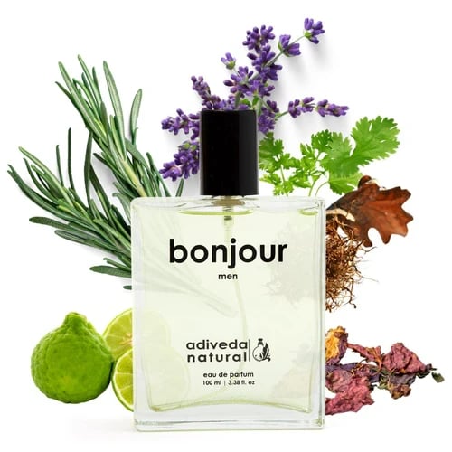 Adiveda Natural Bonjour EDP - Fresh Woody Citrusy Perfume for Men 100 ml | Perfume For Men | Best Selling prfume For Men | Eau De Parfum | Alcohol Free Perfume | Natural Perfume