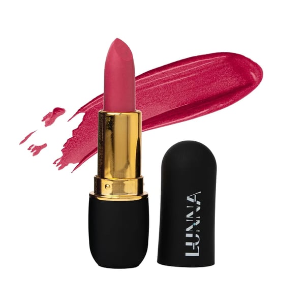 Lunna Matte Pink Cream Finish Lipstick For Girls & Women | Long Lasting Rich Color , Moisturization| All-day Wear | Smudge Proof, Transfer& Waterproof Perfect for Daily Use | 3.5g Pink Peony