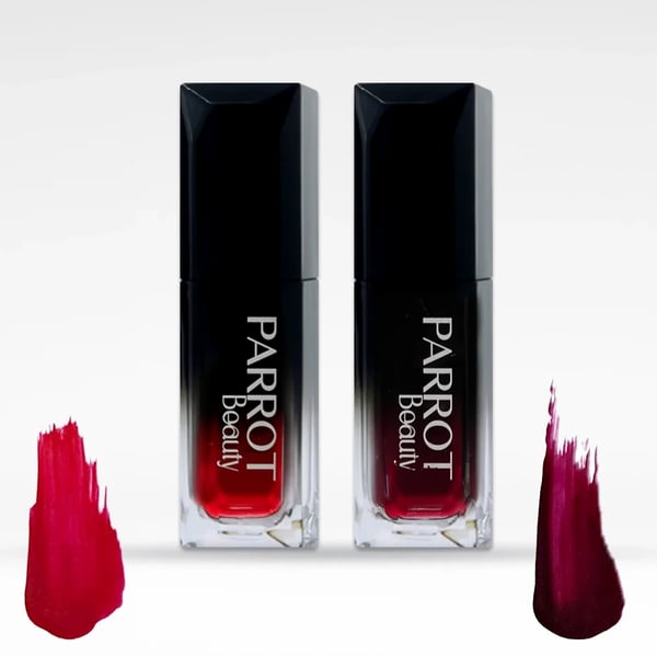 Parrot Beauty Cream matte liquid lipstick - Combo of Flamenco Red (P02) + Maroon Fantasy (P03)
