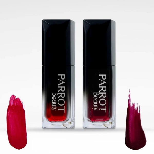 Parrot Beauty Cream matte liquid lipstick - combo of Preppy Red (P01) + Maroon Fantasy (P03)