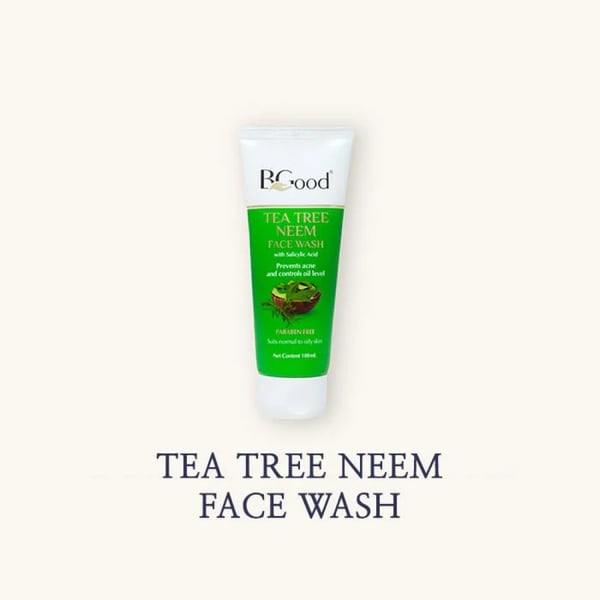 Bgood | Tea Tree Neem Face Wash - 100ml | Paraben Free Facewash for Women & Men | Tea Tree Face Wash with Neem for Acne & Pimples For Normal, Oily & Dry Skin, Prevents Pimples For All Type of Skin