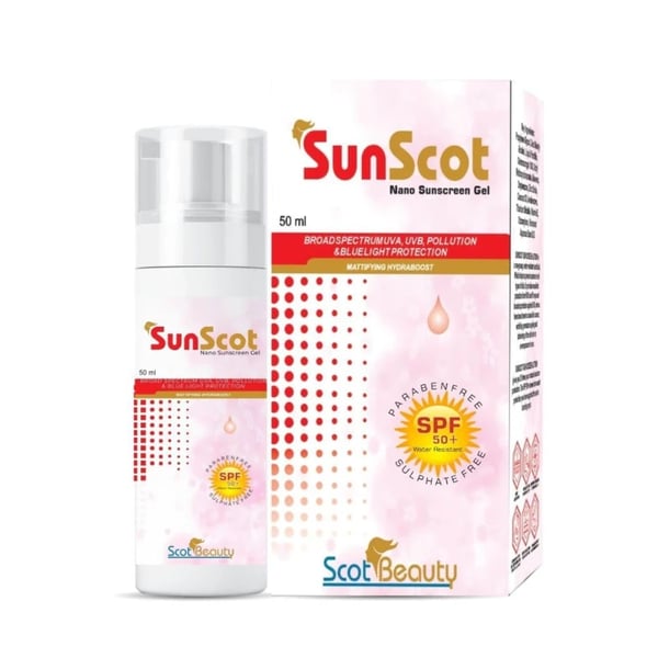Scotbeauty SunScot Nano Sunscreen Gel, SPF 50+ /PA+++ For UVA/B,Pollution & Blue Light Protection For Skin Brightening & Well Protected Skin, | For Women & Men | 50ml - Pack Of 1