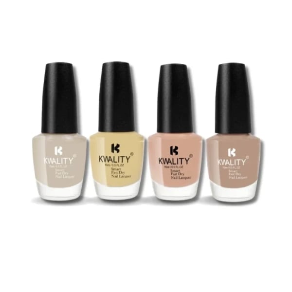 Kwality Wobblepop Nail Paint For Women, Nail Paint Combo Kit Set Of 4, Quick Drying Nail Polish, Highly Pigmented & Long Lasting Enamel, Chip Resistance- 4x15 ml NUDES