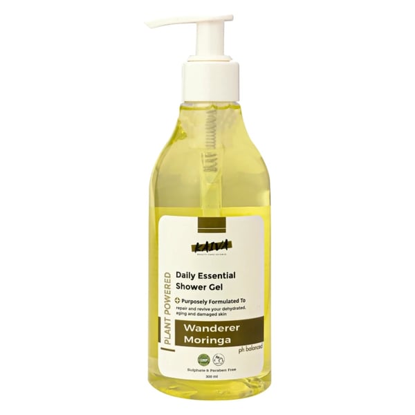 KAIVA | Wanderer Moringa Shower Gel | Body Cleansing Gel with Moringa & Papaya Extract – For Women & Men | Sulphates & Paraben Free – 300 ml
