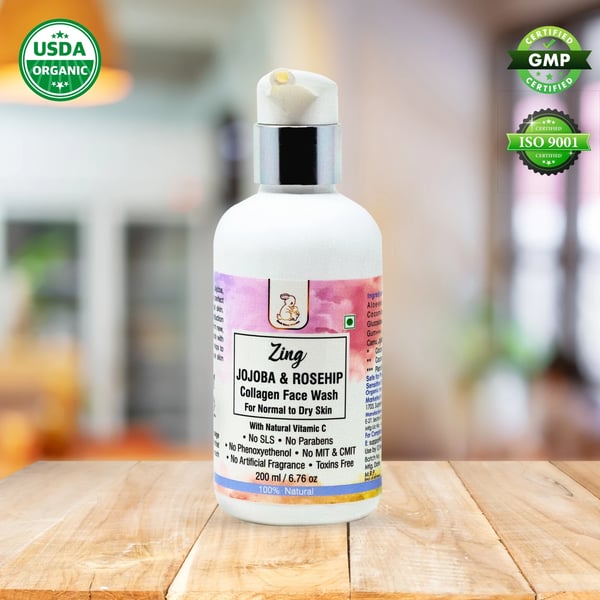 BBO Zing Collagen Face wash with Jajoba & Rosehip Oil for Normal to Dry Skin | Pregnancy & Baby Safe FaceWash