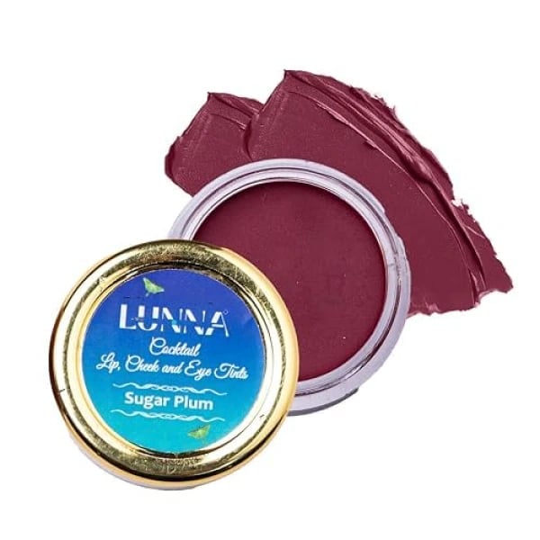 LUNNA SUGAR PLUM-LIP CHEEK & EYE TINT Best As Tinted Lip Balm/Lip Gloss, Tinted Blush & Eye Shadow | Vegan-friendly (Purple)