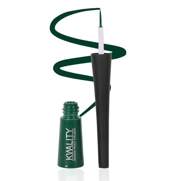 Kwality Free Flow Smudge Proof, Water-resistant, Quick drying, Matte Finish Green Eyeliner- Easy & precise application Lasts up to 24 Hours- Green Matte, 5ml