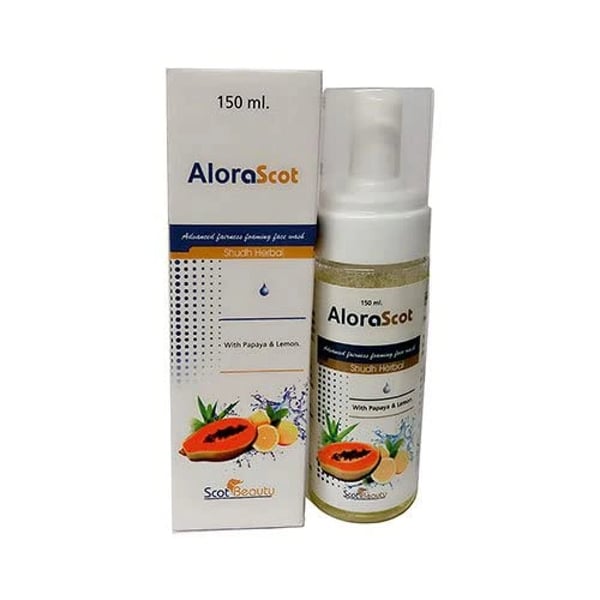 Scot Beauty Alorascot Foaming Facewash 150 ML With Aloe Vera, lemon and papaya 150 ML (Pack of 1)