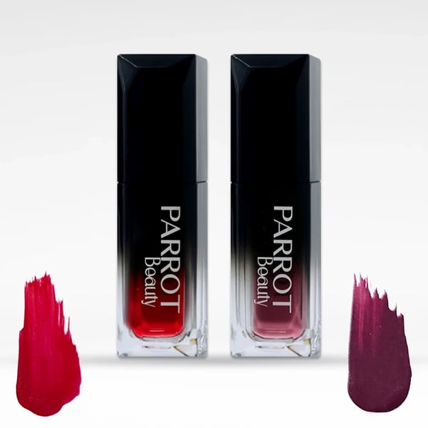 Parrot Beauty Cream matte liquid lipstick - Combo of Flamenco Red (P02) + Merry Mulberry (P05)