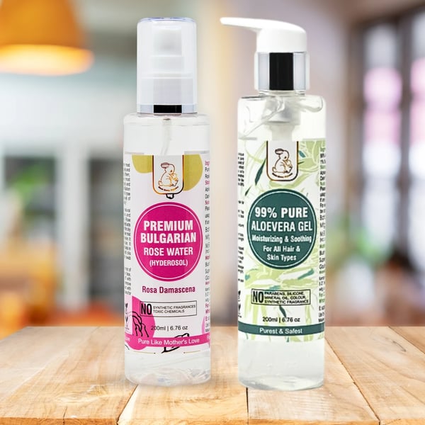 Combo Pack – 99% Pure Aloevera Gel & Premium Bulgarian Rose Water