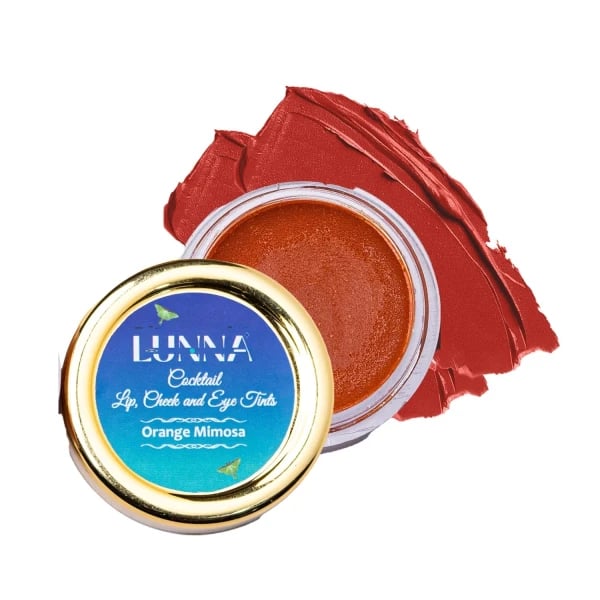 LUNNA ORANGE MIMOSA -LIP CHEEK & EYE TINT | Best As Tinted Lip Balm/Lip Gloss, Tinted Blush & Eye Shadow | Vegan-friendly| Long Lasting| (Orange)8g