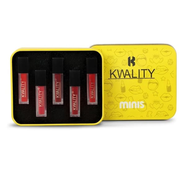 Kwality Mini Matte Liquid Lipstick Kit For Women- Pack of 5 | Non transfer, Lightweight, Long Lasting Water & Smudge proof- 5x1.1 ml Cherry Crush