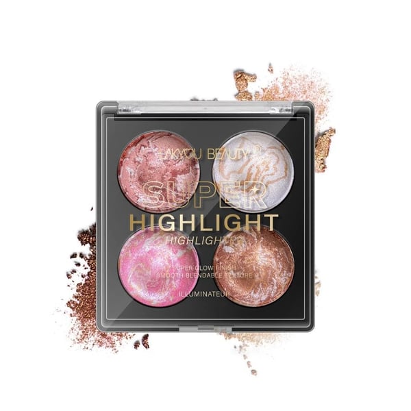 LAKYOU BEAUTY Super Highlight Highlighter | Multishade Highlighter Palette | Travel Friendly | Highly Pigmented | Easy to Blend | Long Lasting | Shade-01 | 15g
