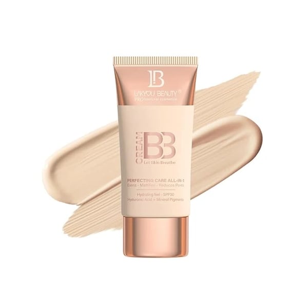 Lakyou Beauty BB Cream Let Skin Breathe - Perfecting Care All-in-One, Evens, Mattifies, Reduces Pores, Hydrating with SPF 30, Hyaluronic Acid & Mineral Pigments, 60ml (01(White Ivory), 60)