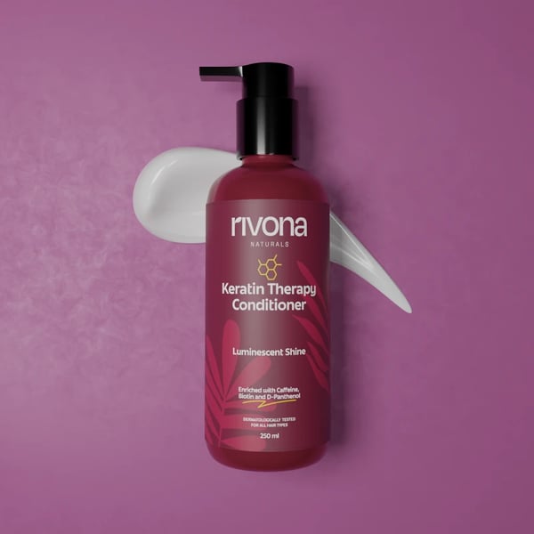 Rivona Naturals Keratin Therapy Conditioner | Nourish and Smooth Hair | Olive Oil Peg-7 Esters + Hydrolyzed Keratin Protein | All Hair Types | 250 ml