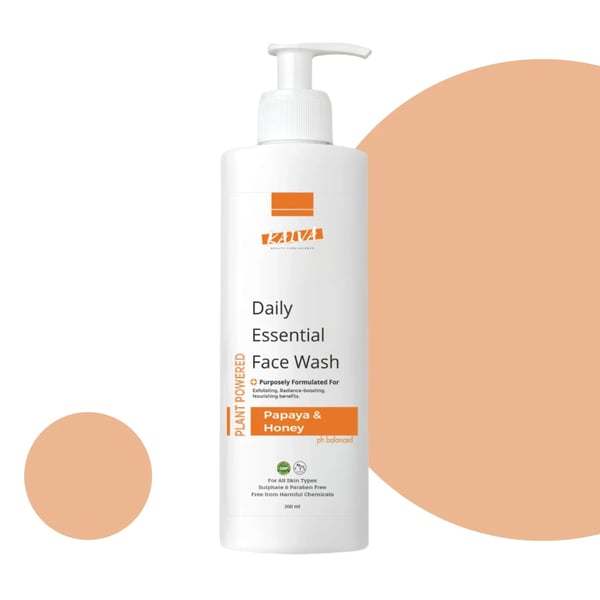 KAIVA | PuraVita Papaya & Honey Face Wash – Exfoliating, Moisturizing, Natural Radiance Formula – For Women & Men | Sulphates & Paraben Free – 200 ml