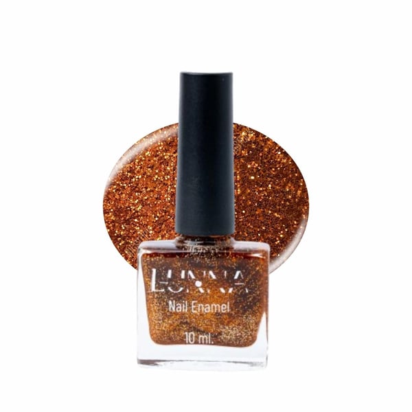 LUNNA Gloss Glittery Finish Copper Nail Enamel | Nail Polish | For Girls & Women | High-Shine | Long Lasting | Non-Smudging | Quick Drying Nail Polish | Wear Resistant | Non-Toxic |10ml Copper