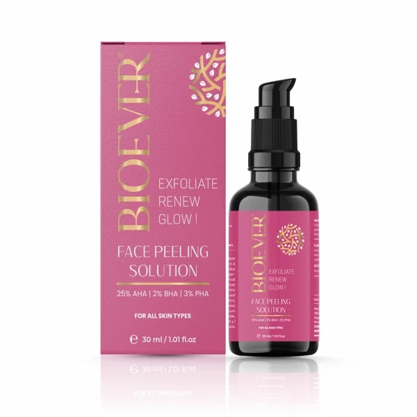 Bioever 25% AHA + 2% BHA + 3% PHA Peeling Solution for Face | 10-Minute Facial | Face peel for glowing skin & Even Toned skin | Exfoliating serum| Men & Women | At-home facial | 30ml