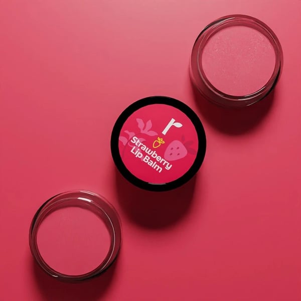 Rivona Naturals Strawberry Lip Balm | Avocado Butter + Kokum Butter | Moisturizing and Plumping | For Men & Women | 8 gm