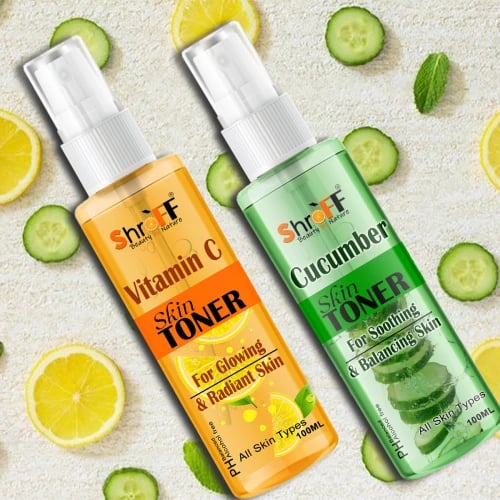 Shroff Cucumber toner and Vitamin C Face Toner combo – Soothing & Hydrating Refreshment combo of 2 (100ml+100ml)