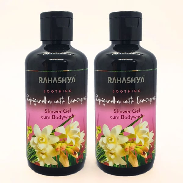 Rajnigandha with Lemongrass skin relief bodywash with Vitamin-E | soothes itchy and dry skin | tuberose notes | radiant and fresh skin pack of 2 - 200 ml each