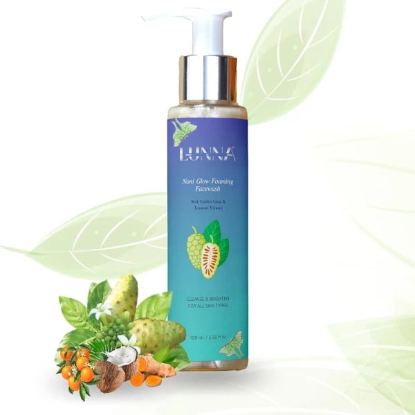 Lunna Noni Glow Foaming Facewash |Brightens skin & control blackheads & whiteheads|Face Wash for Women & Men | with Noni ,Glutathione, Turmeric,Orange peel ,Coconut Extract ,100 ml