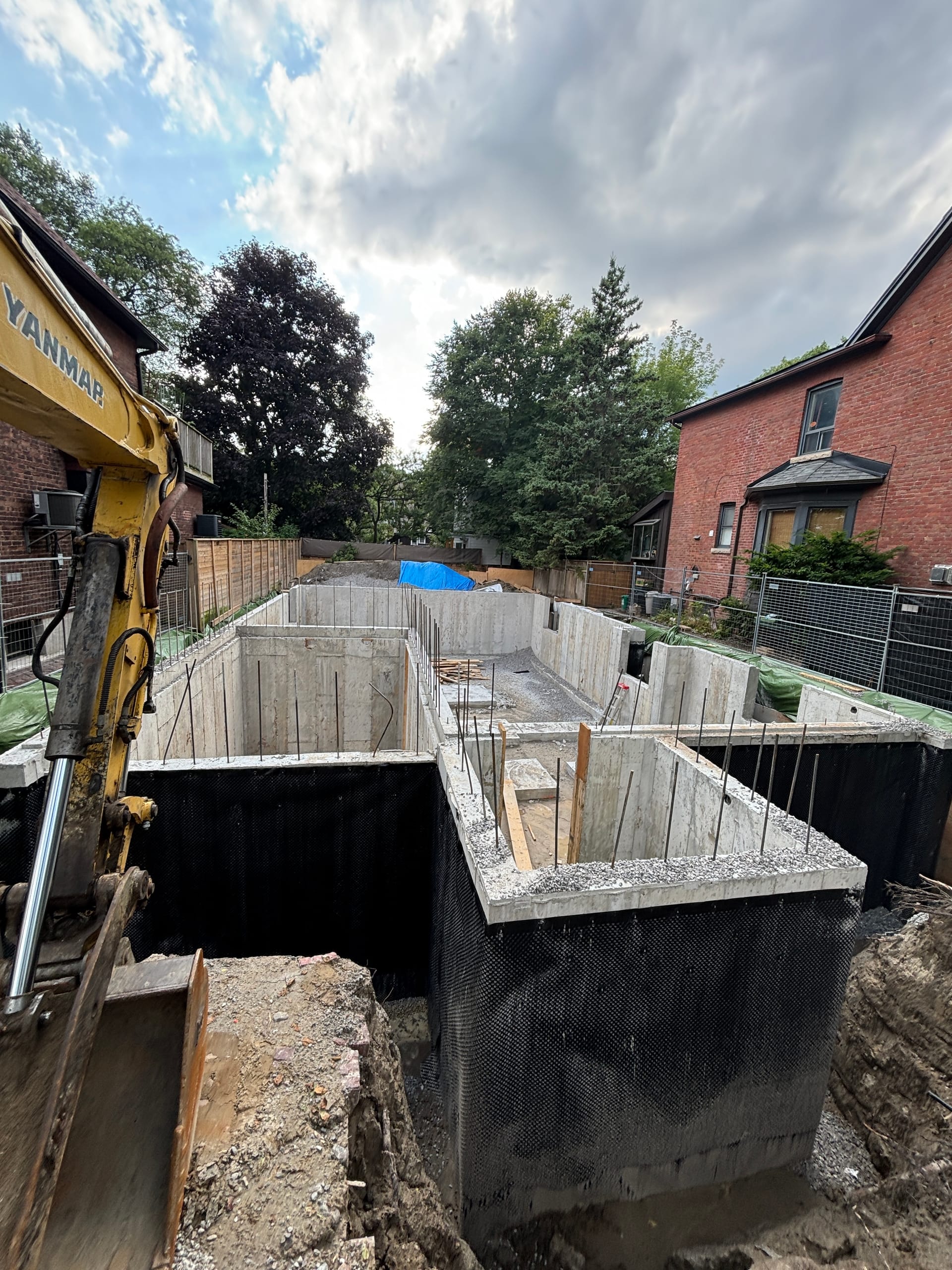 Concrete formwork assembly for residential foundation in East York ready for pouring