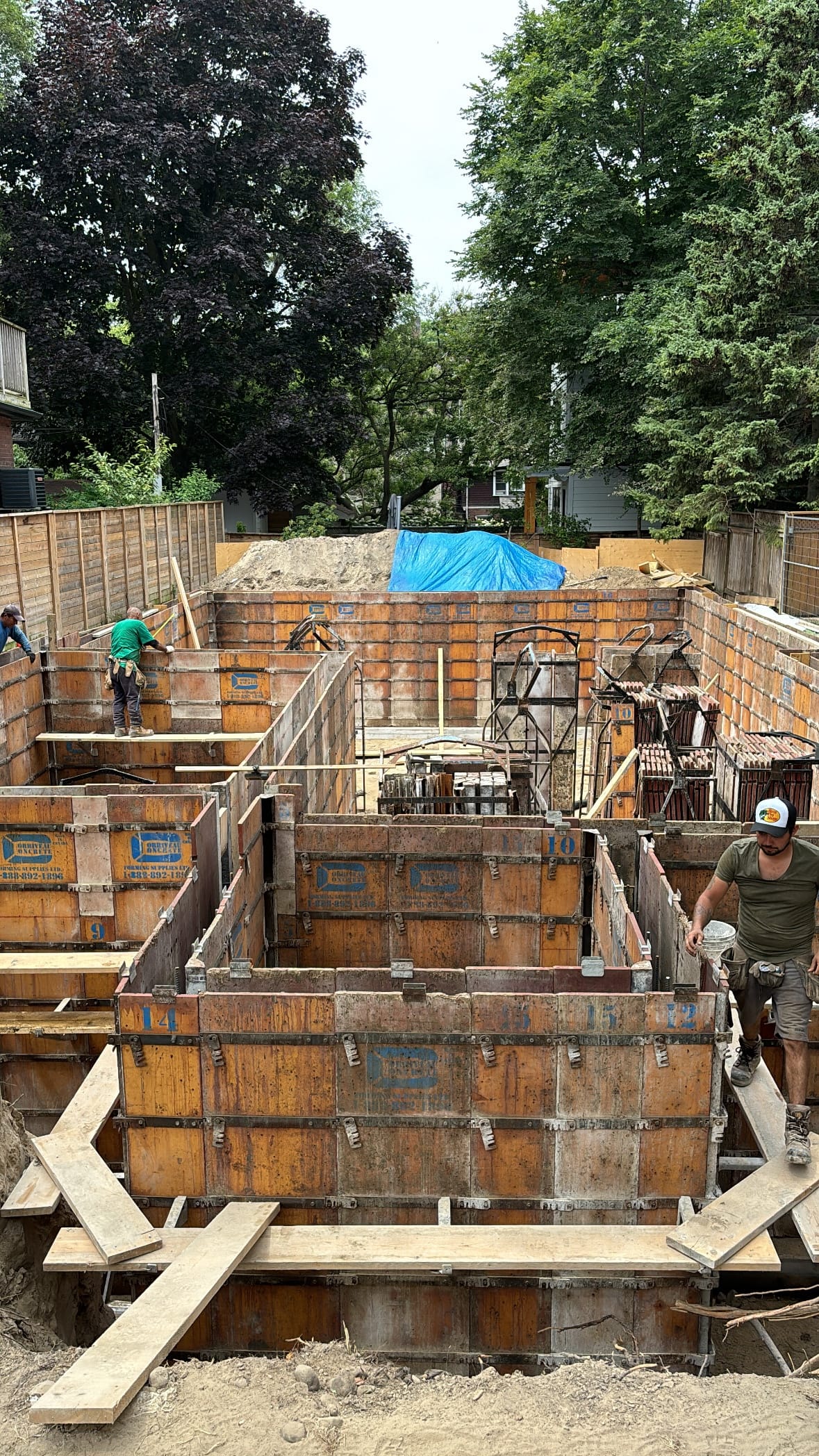 East York residential foundation formwork nearing completion before concrete pour