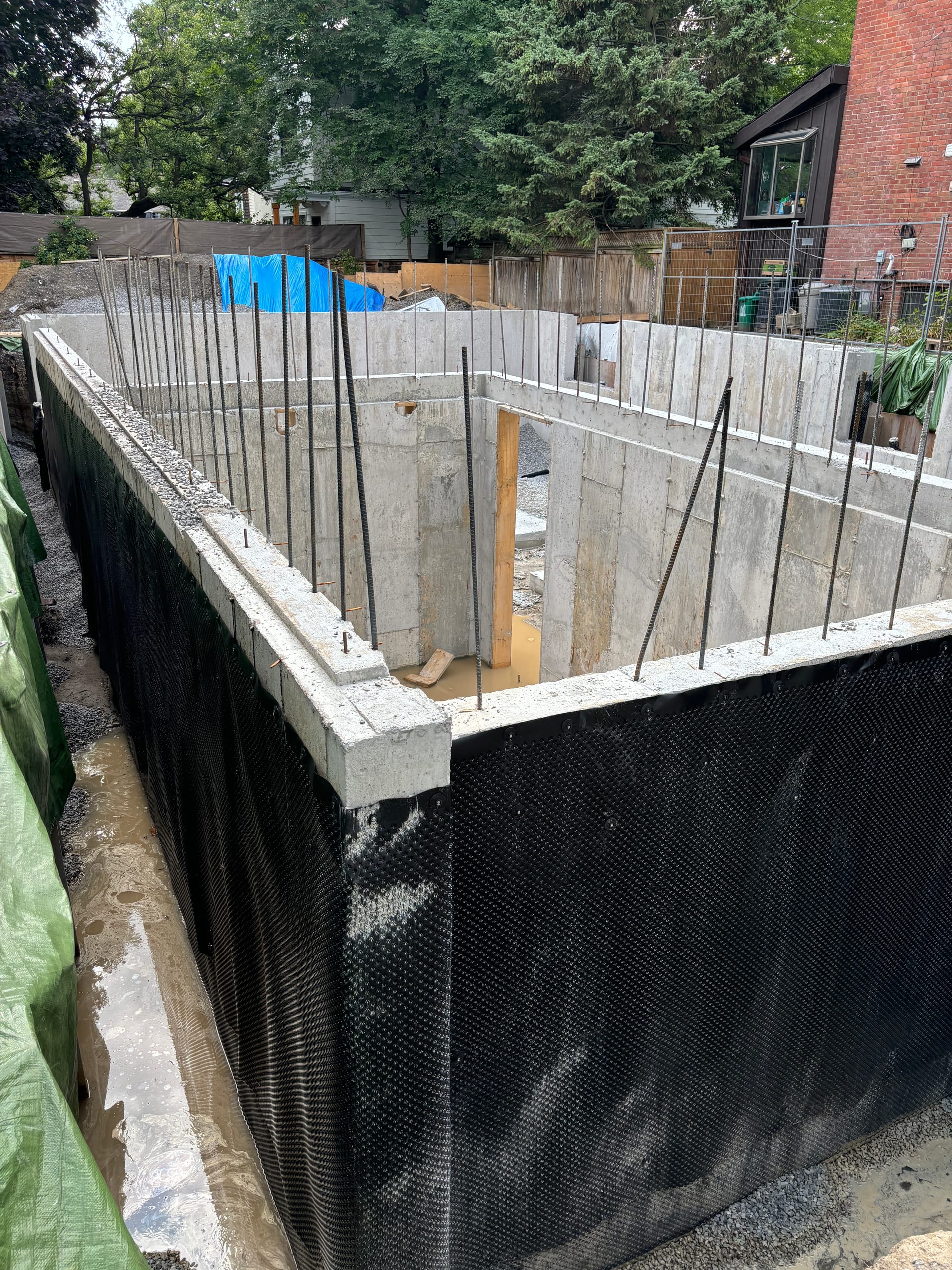 Alternate view of finished foundation walls in East York residential construction