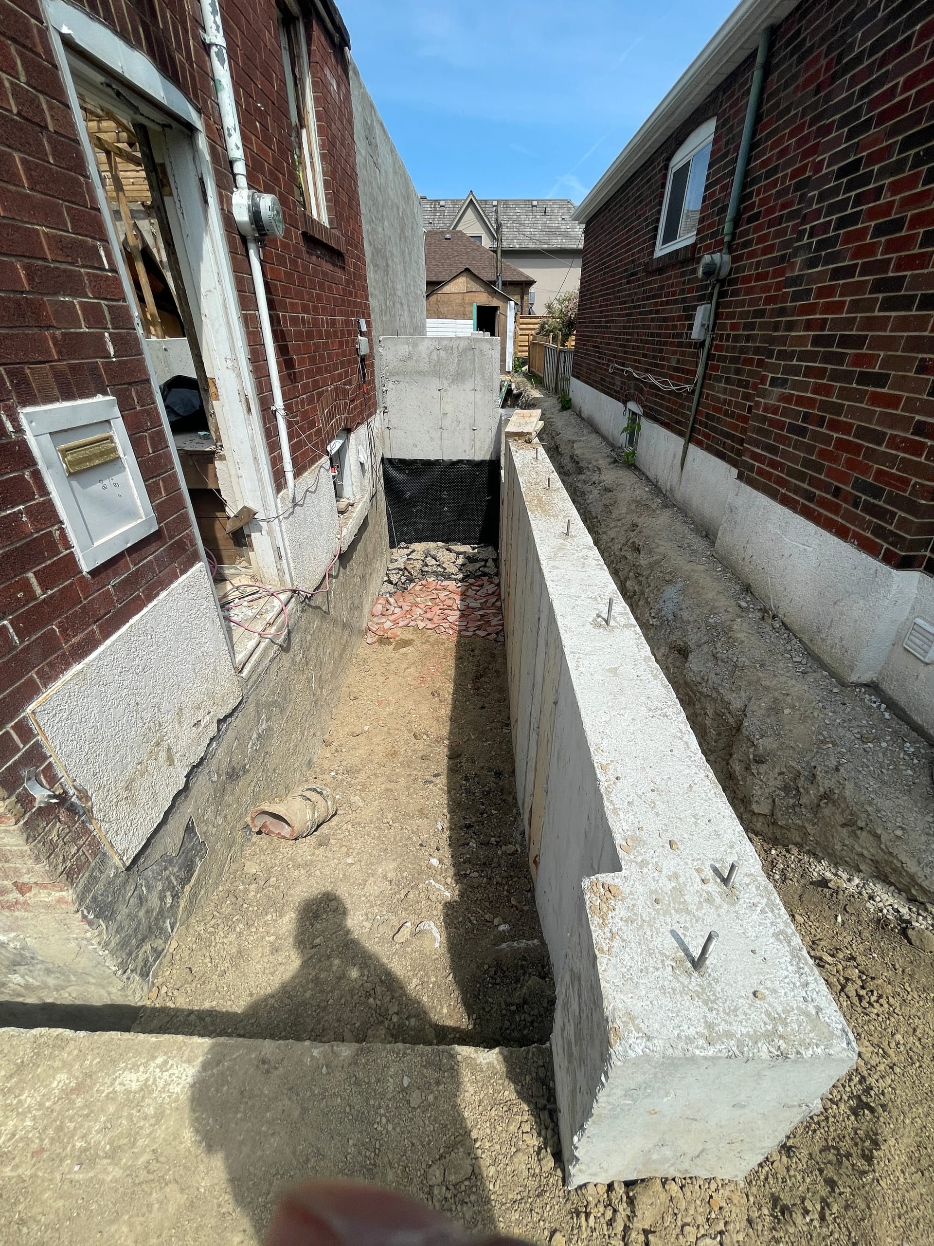 Alternative view of completed East York foundation extension showing construction quality