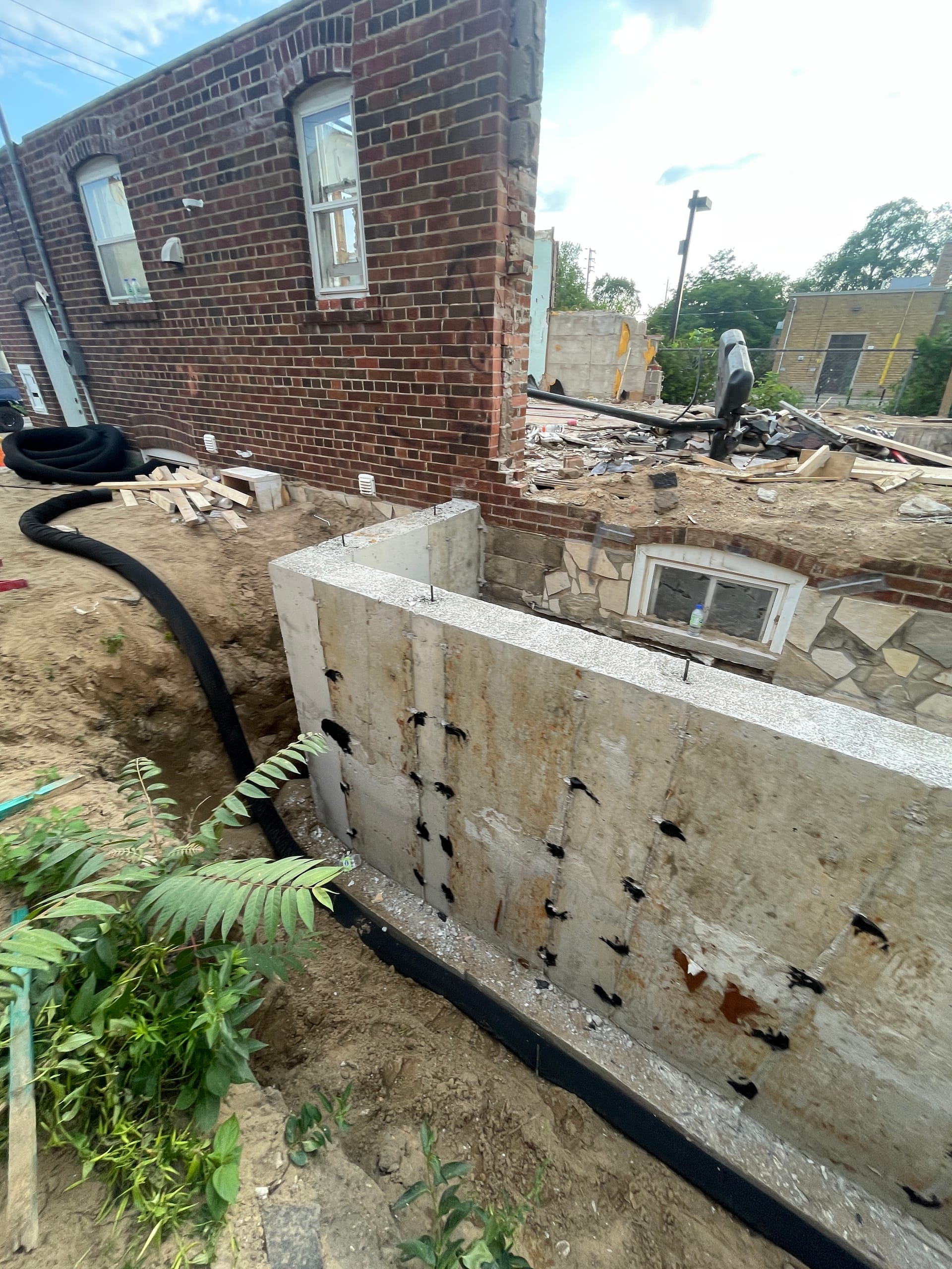 East York foundation extension connection detail showing integration with existing structure