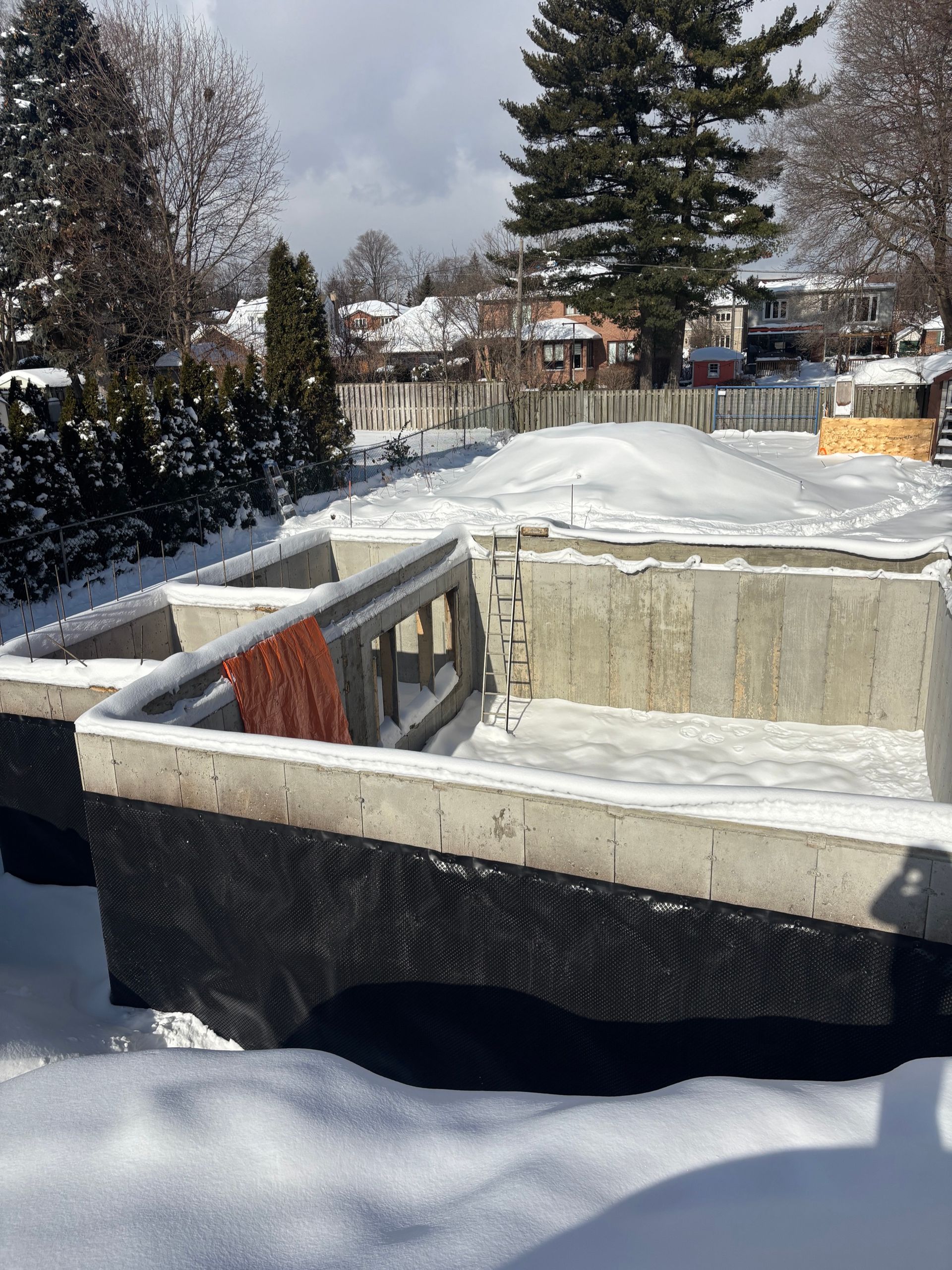 Wall forming and bracing at Downing Street Etobicoke