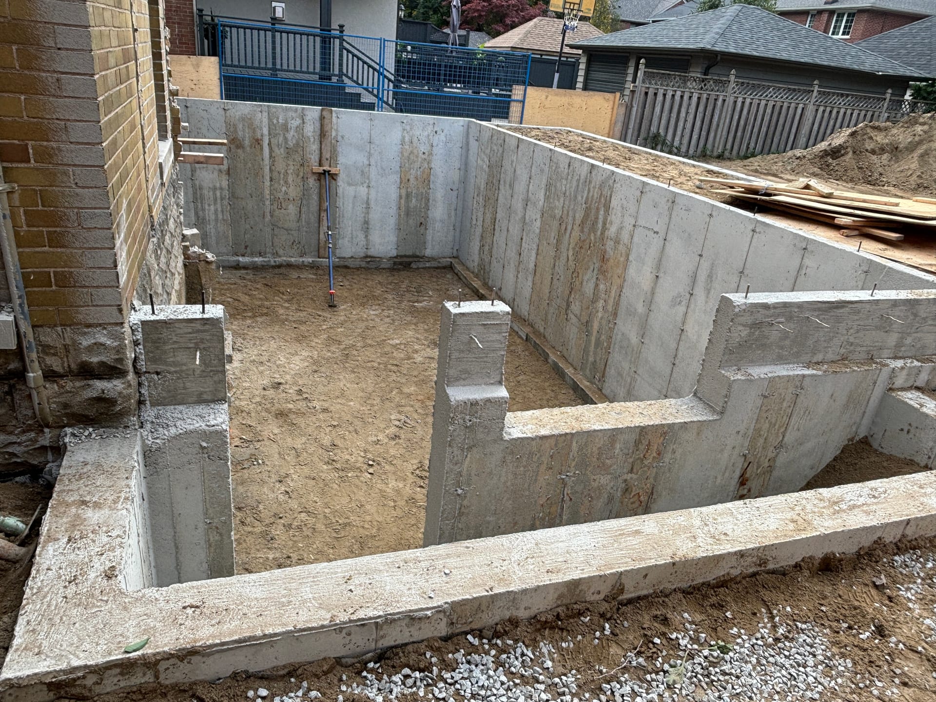 Completed foundation extension in Etobicoke after backfill and waterproofing application
