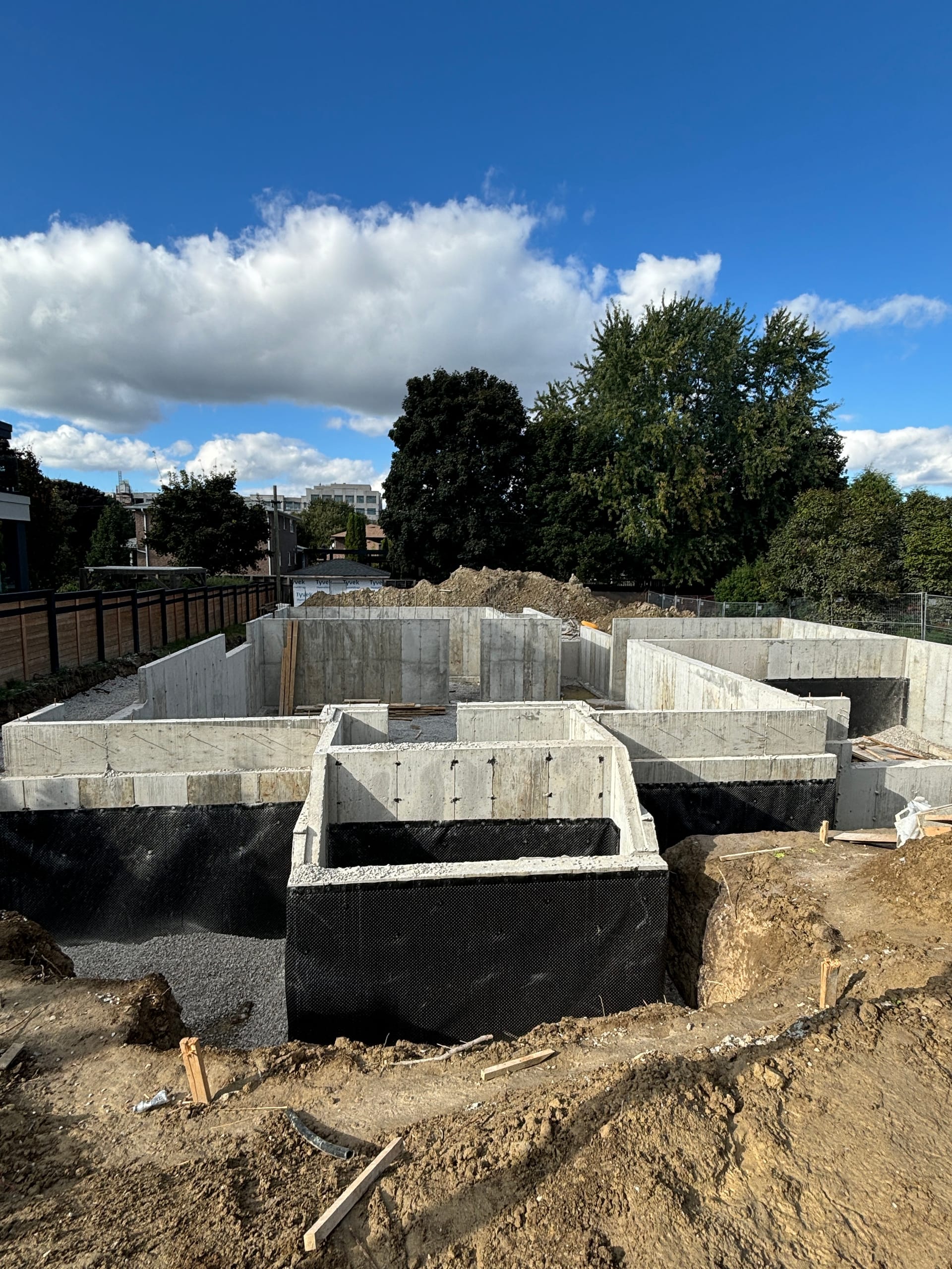 Waterproofed foundation walls for custom home in King City York Region