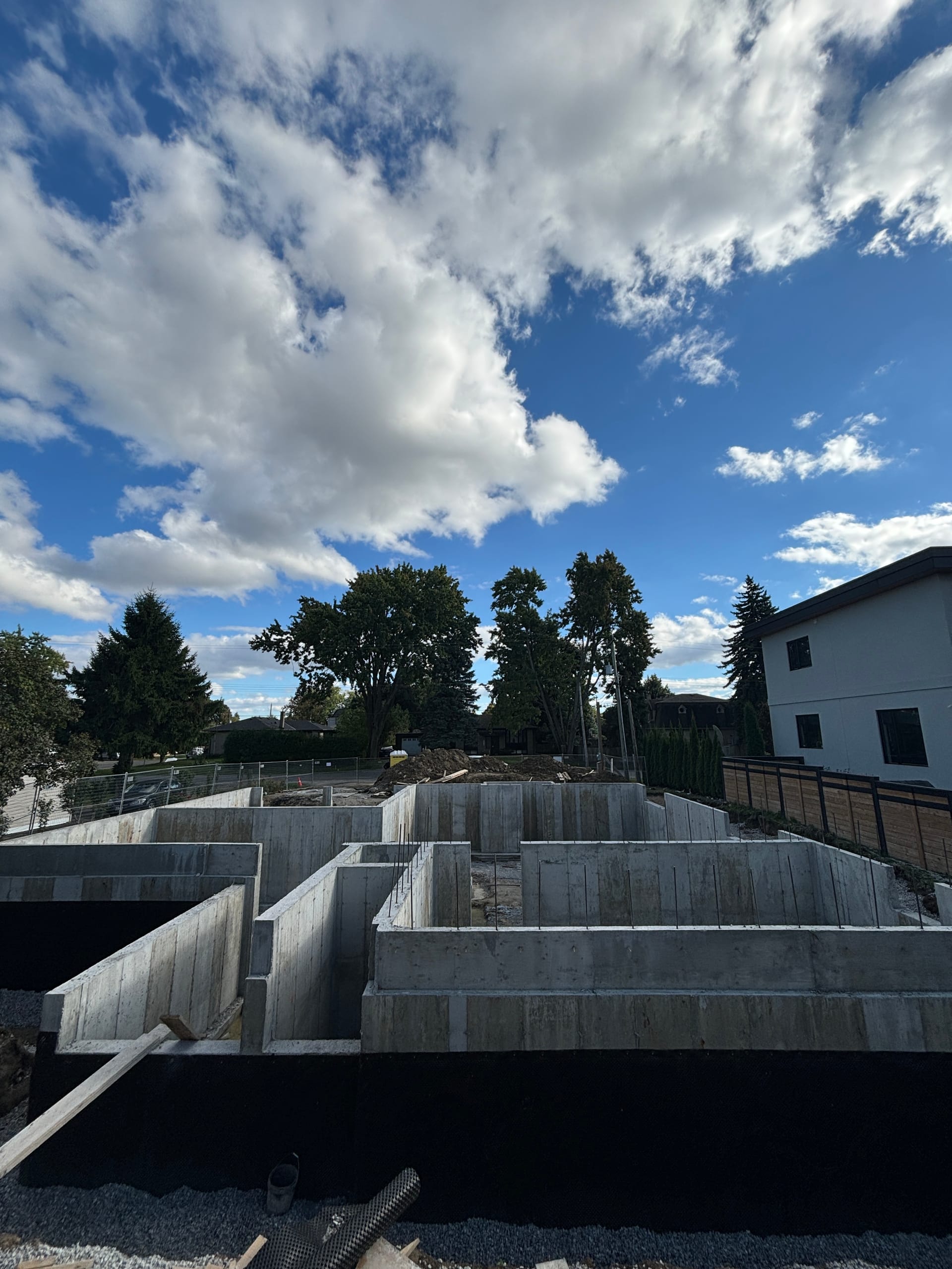 Residential concrete foundation walls after waterproofing King City Ontario project