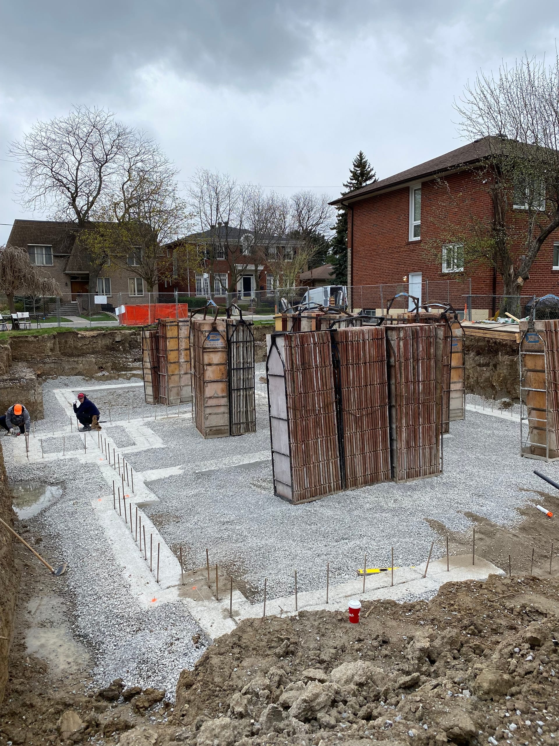 Finished concrete foundation walls for North York residential construction project
