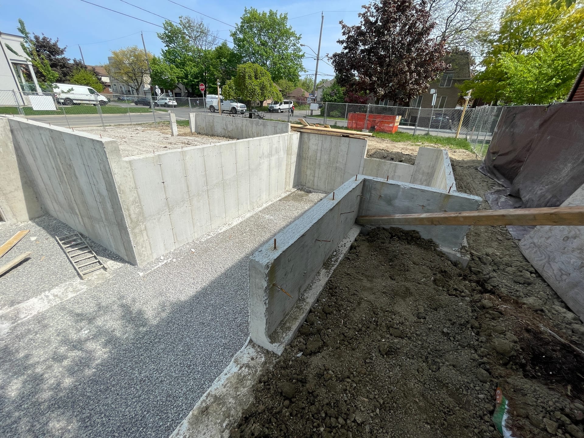 Custom home foundation in North York with poured concrete walls and proper drainage
