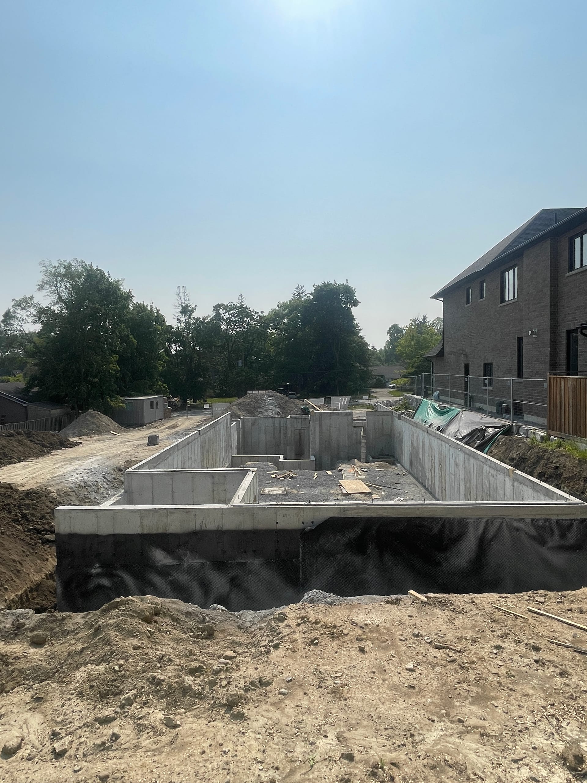 Footing formwork with rebar installation for residential foundation in Pickering Ontario