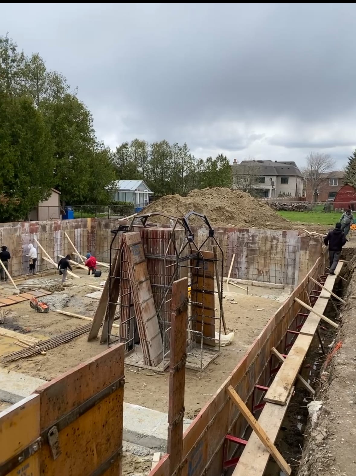 Wood formwork system for concrete footings Richmond Hill residential foundation construction