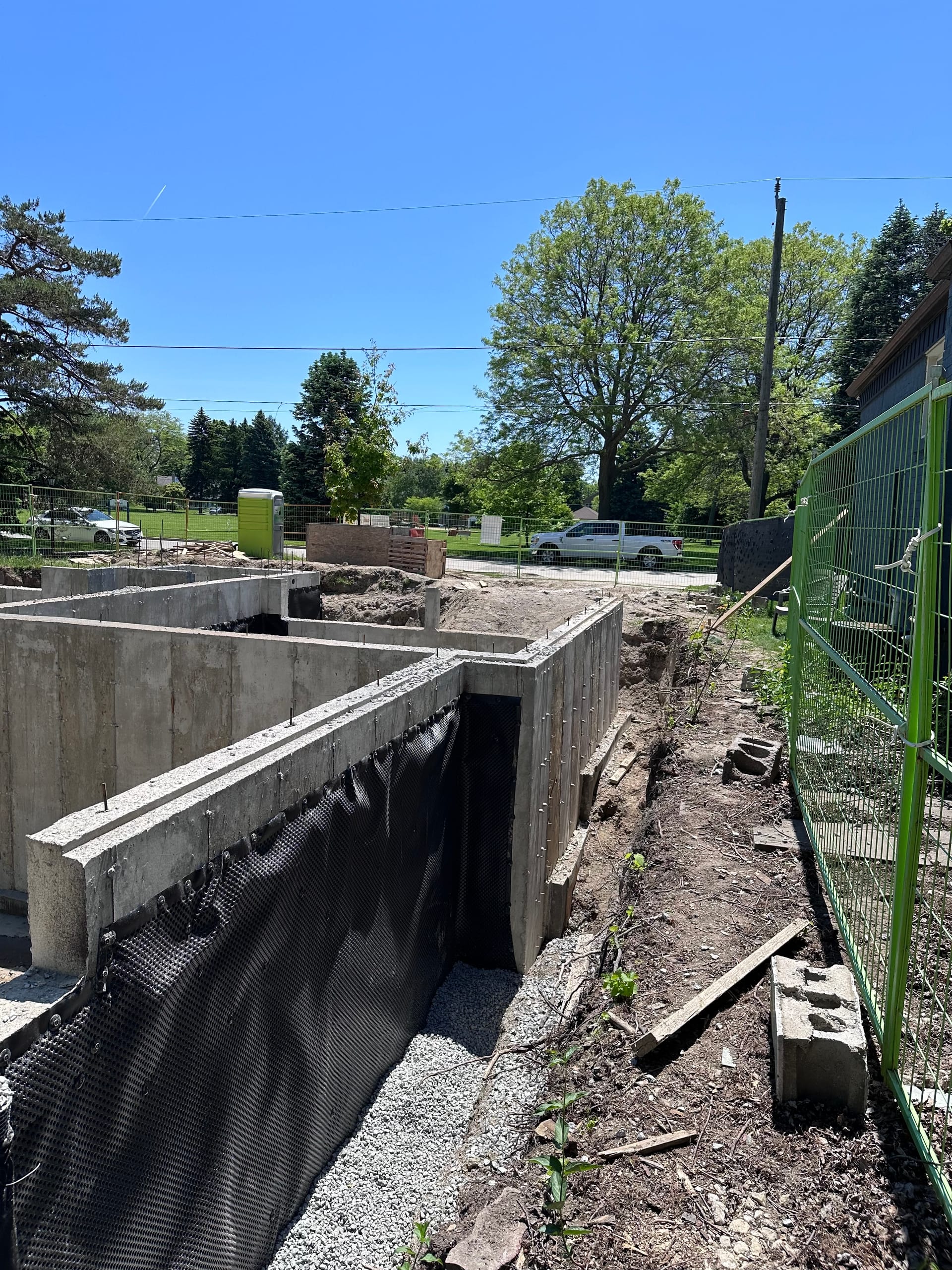 Completed Scarborough residential foundation with comprehensive waterproofing at Colonial Avenue project
