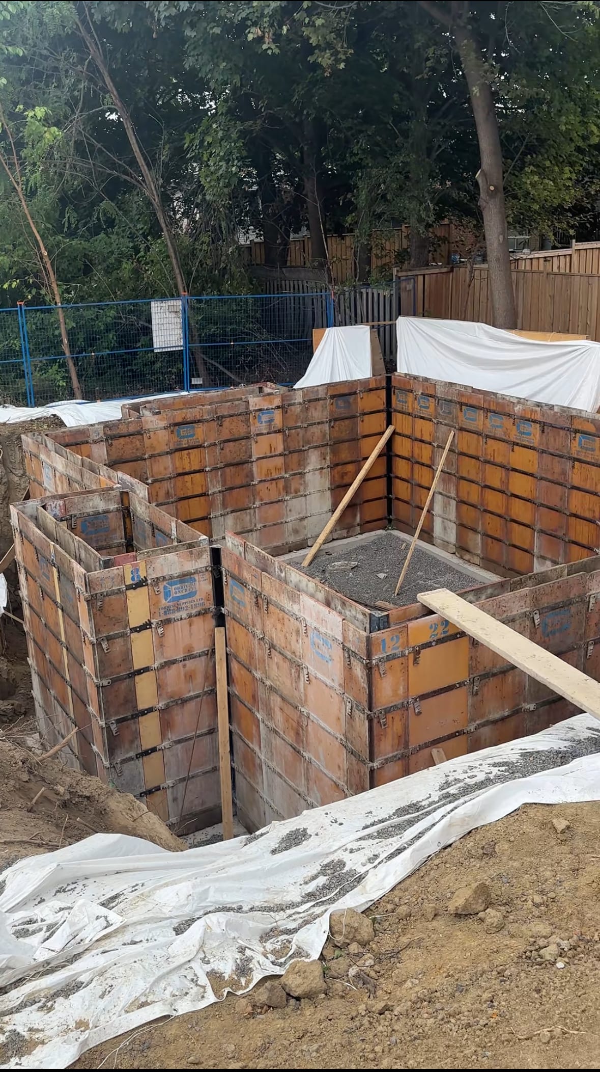 Scarborough garden suite foundation walls braced and prepared for concrete pouring operation
