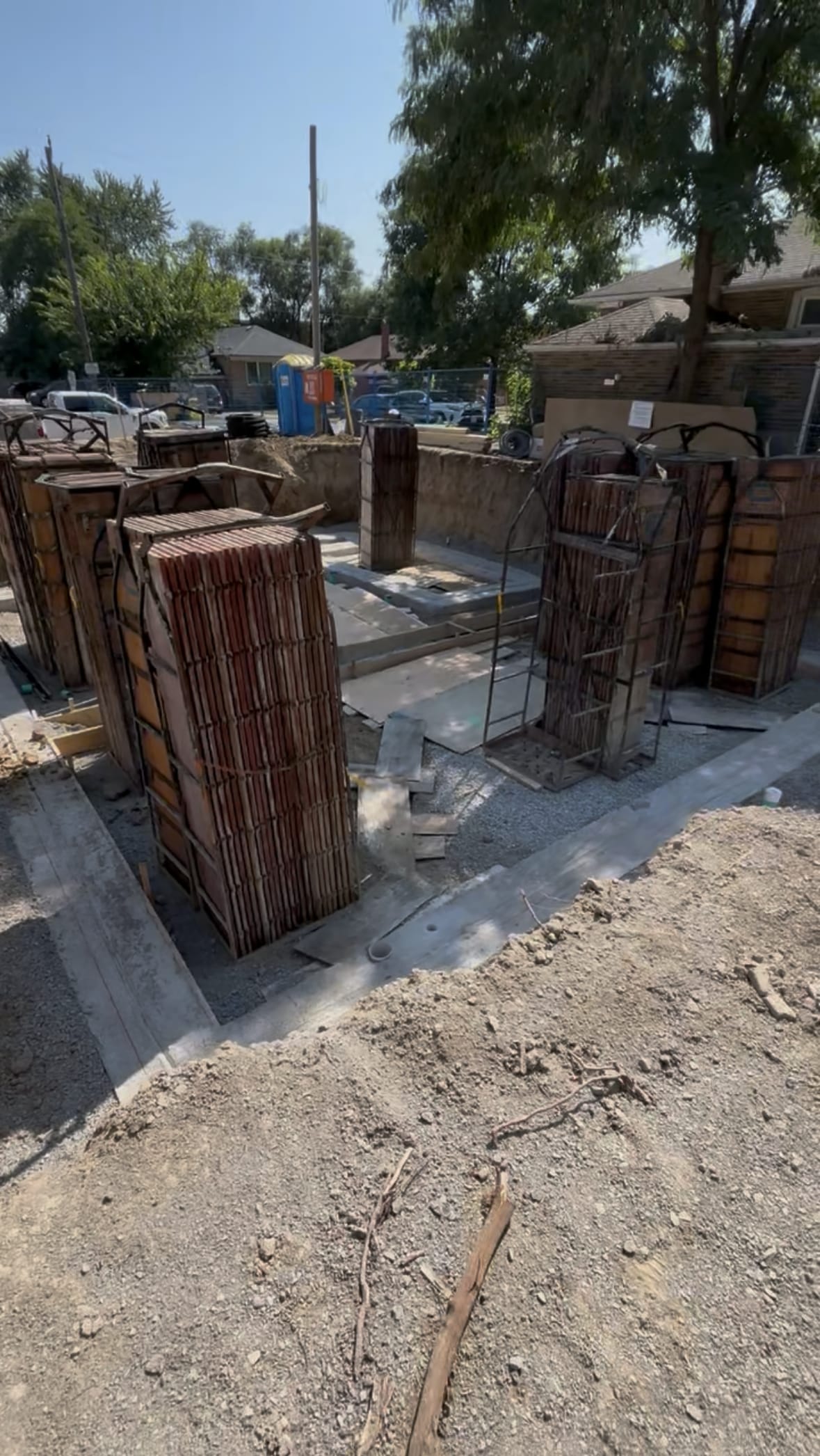 Scarborough multiplex and garden suite foundations with completed waterproofing showing dual residential development