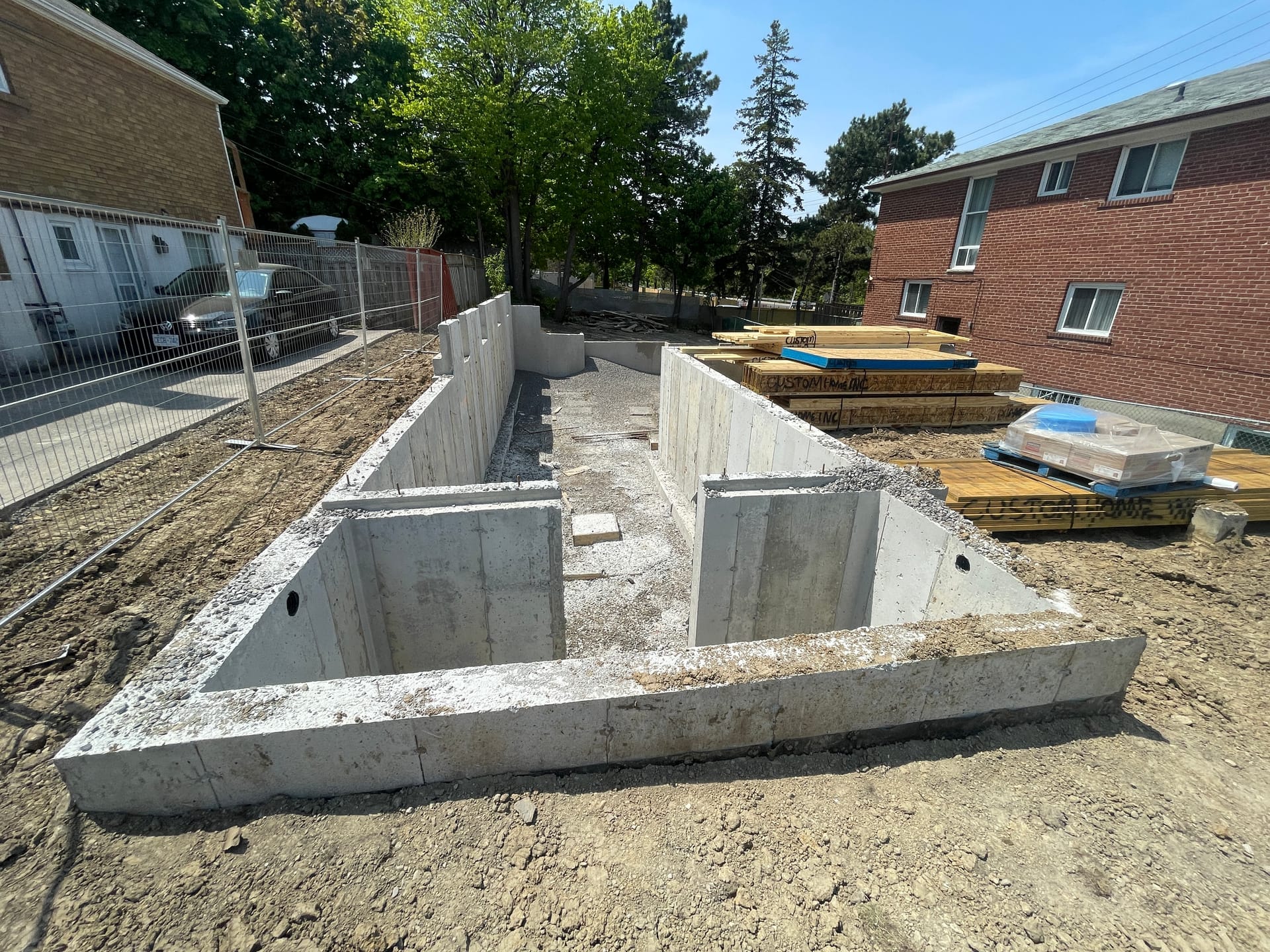 Professional waterproofing application on residential foundation walls Scarborough Toronto project