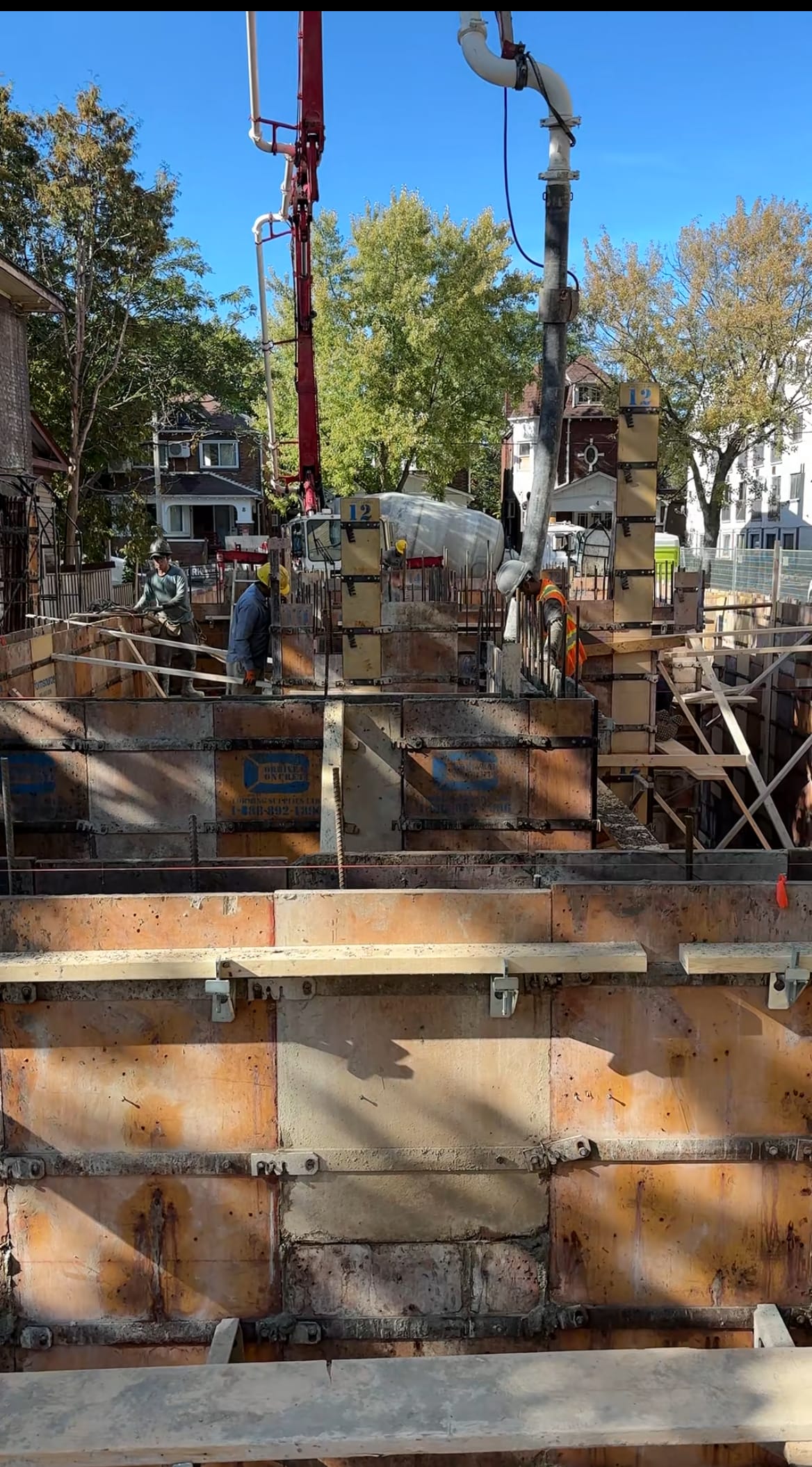 Completed waterproofed concrete foundation for six-storey multiplex building in Toronto