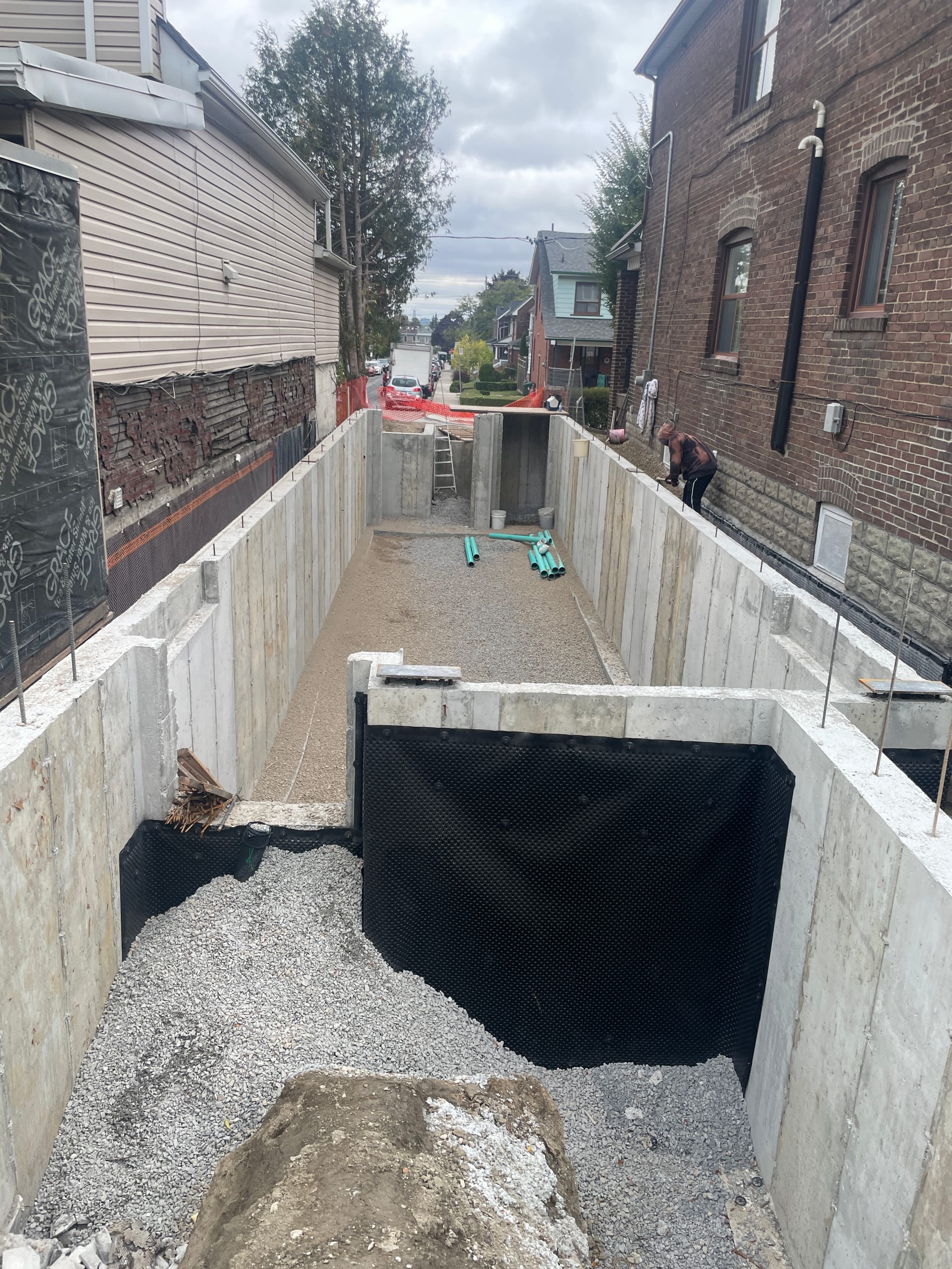 Foundation formwork installation progressing for residential home construction in Toronto Ontario