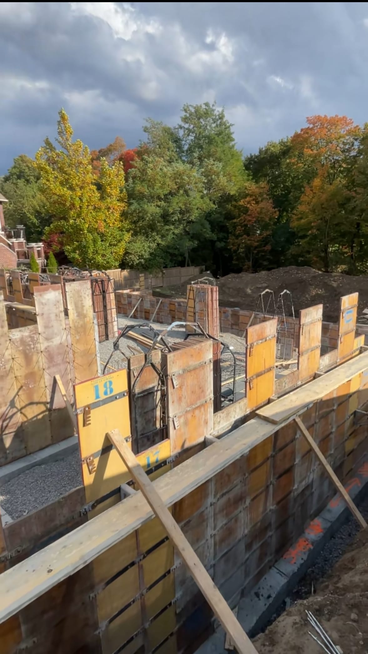 Assembled foundation formwork in Vaughan with bracing installed ready for concrete pour