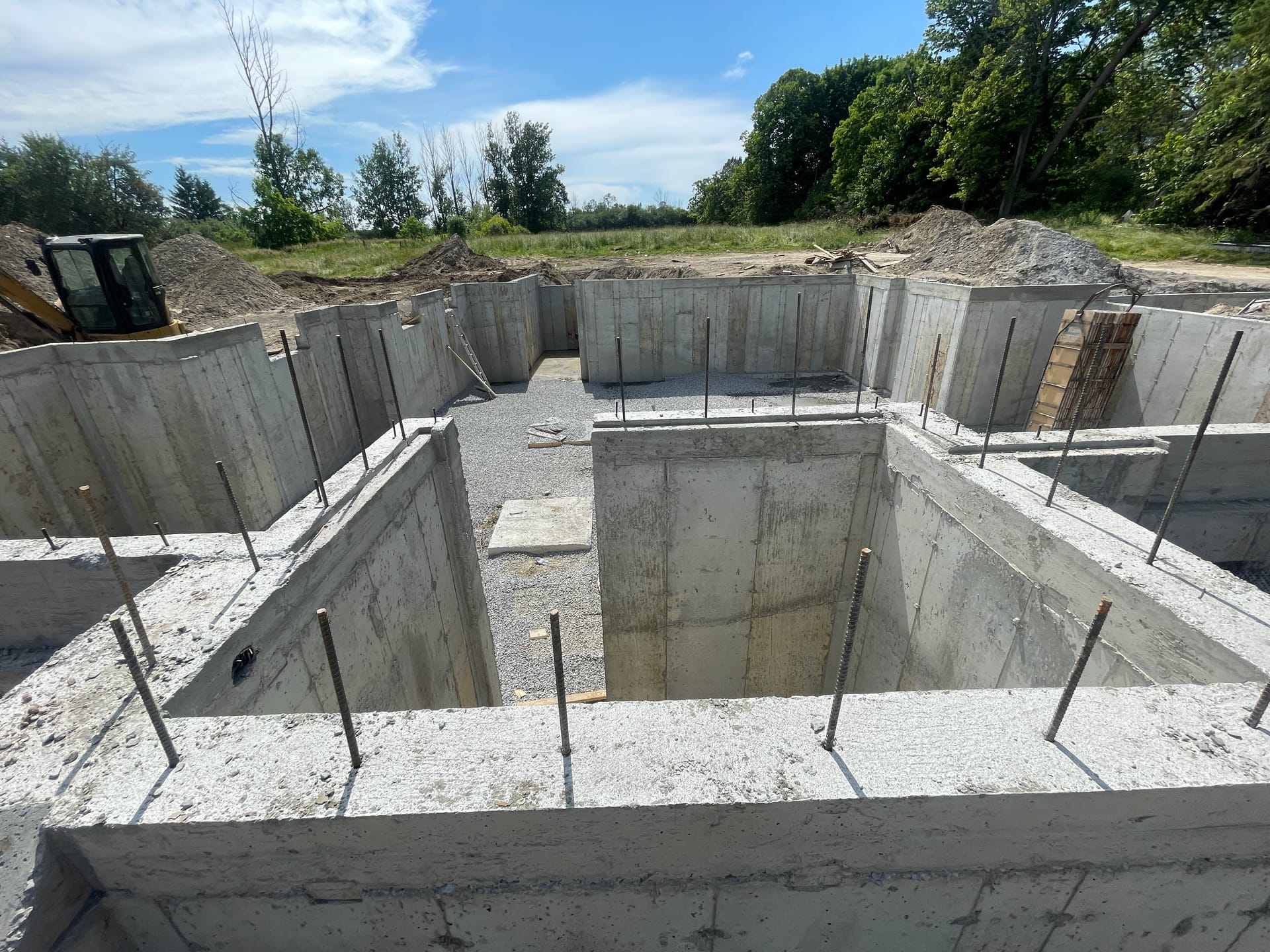 Waterproofed foundation walls on custom residential home construction in Whitby Durham Region