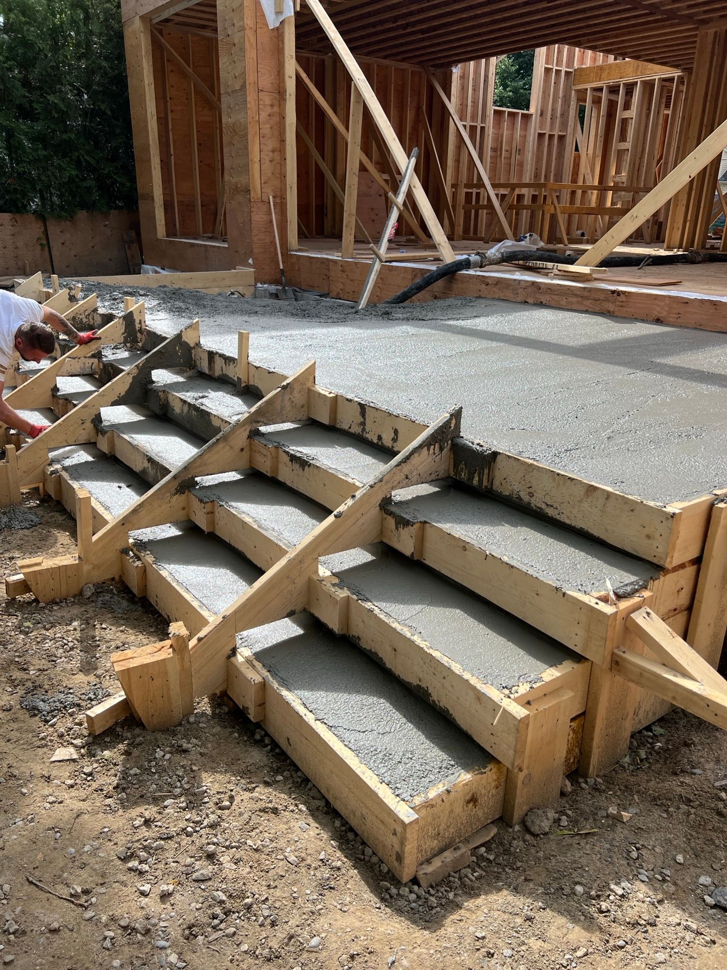 Professional concrete stairs and porch forming