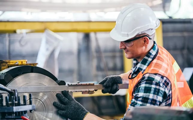 Man operating dangerous machinery