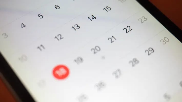Calendar on phone screen